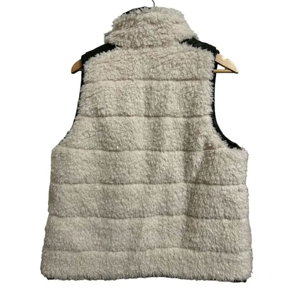 Tuckernuck leather and shearling beckham reversible‎ vest green size Large